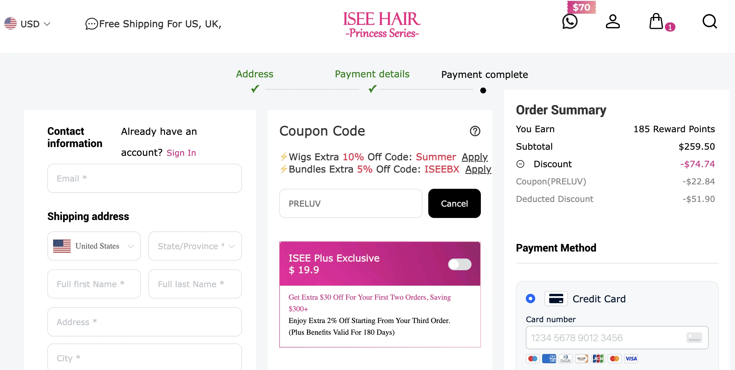 Use Discount Code PRELUV for 15% OFF Sitewide at iseehair.com